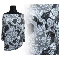 Tunika kimono z czarno/białym wzorem kwiatowym