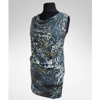 Sukienka szaro/złota z lejącym dekoltem