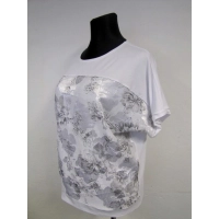 Bluzka kimono - biała ze srebrnymi kwiatami