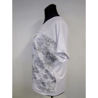 Bluzka kimono - biała ze srebrnymi kwiatami