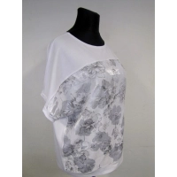 Bluzka kimono - biała ze srebrnymi kwiatami