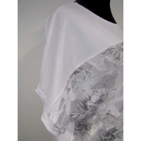Bluzka kimono - biała ze srebrnymi kwiatami