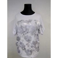 Bluzka kimono - biała ze srebrnymi kwiatami