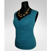 Bluzka Angela kopertowa mocno marszczona - kolor szmaragdowy