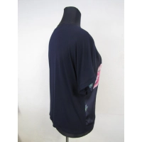 Bluzka kimono - granatowa z różowym kwiatem