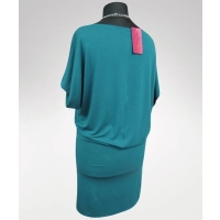 Sukienka Dajana maxi tunika kimono krótki rękaw - jasny turkus