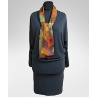 Sukienka o luźnym kroju z rękawem typu kimono - grafitowa