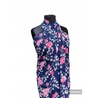 Duża sukienka plażowa - eleganckie PAREO XXL szyfon różowe kwiaty