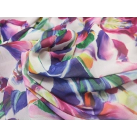 Duża sukienka plażowa - eleganckie PAREO XXL szyfon fioletowe kwiaty