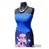 Krótki top damski plażowy Bluzka bez ramiączek - chabrowy