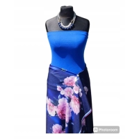 Krótki top damski plażowy Bluzka bez ramiączek - chabrowy