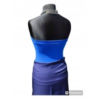 Krótki top damski plażowy Bluzka bez ramiączek - chabrowy