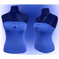 Krótki top damski plażowy Bluzka bez ramiączek - chabrowy