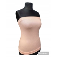 Krótki top damski plażowy Bluzka bez ramiączek - brzoskwinia