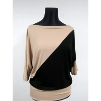 Bluzka Aga dwukolorowe kimono asymetryczne capucino/czarny