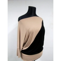 Bluzka Aga dwukolorowe kimono asymetryczne capucino/czarny