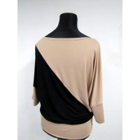 Bluzka Aga dwukolorowe kimono asymetryczne capucino/czarny