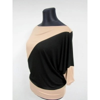 Bluzka Aga dwukolorowe kimono asymetryczne capucino/czarny