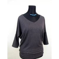 Tunika Aline kimono z dekoltem grafitowa + srebrny brokat