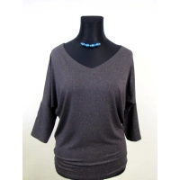 Tunika Aline kimono z dekoltem grafitowa + srebrny brokat