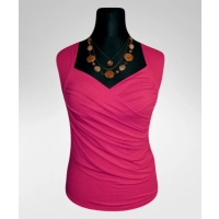 Bluzka Angela kopertowa mocno marszczona - kolor fuksja