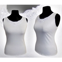 Koszulka bez rękawów z koronką na dekolcie