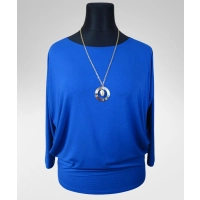 Bluzka Eveline dla puszystej- luźny fason oversize chabrowa