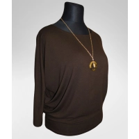 Bluzka Eveline dla puszystej - luźny fason oversize brązowa