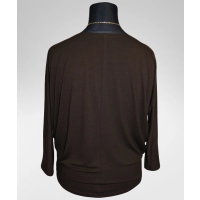 Bluzka Eveline dla puszystej - luźny fason oversize brązowa