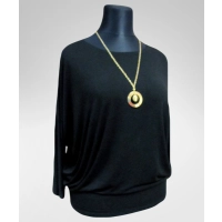 Bluzka Eveline - dla puszystej luźny fason oversize czarna