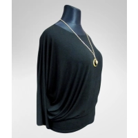 Bluzka Eveline - dla puszystej luźny fason oversize czarna