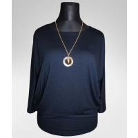 Bluzka Eveline dla puszystej - luźny fason oversize granatowa