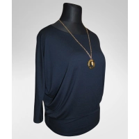 Bluzka Eveline dla puszystej - luźny fason oversize granatowa