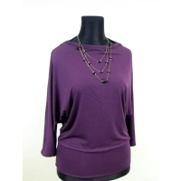 Bluzka Nicole kimono XXL z drapowanym dekoltem - śliwkowa