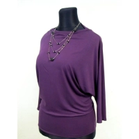 Bluzka Nicole kimono XXL z drapowanym dekoltem - śliwkowa