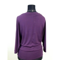 Bluzka Nicole kimono XXL z drapowanym dekoltem - śliwkowa