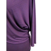 Bluzka Nicole kimono XXL z drapowanym dekoltem - śliwkowa