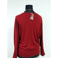 Adelle - luźna bluzka kimono z dekoltem i ściągaczami - rubinowa