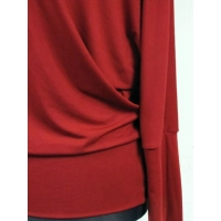 Adelle - luźna bluzka kimono z dekoltem i ściągaczami - rubinowa