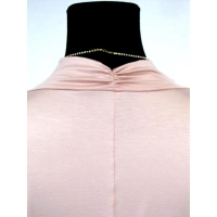 Bluzka krótki rękaw z lejącym dekoltem typu woda - pudrowa