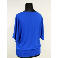 Bluzka Marika kimono z dekoltem i marszczeniem - chabrowa