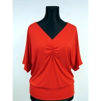 Bluzka Marika - maxi kimono z dekoltem i marszczeniem