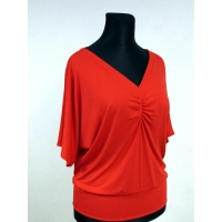 Bluzka Marika - maxi kimono z dekoltem i marszczeniem