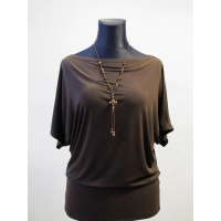 Bluzka Shade maxi kimono dekolt łódka - ciemny brąz