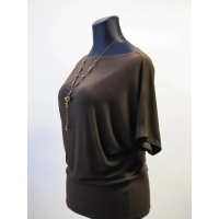 Bluzka Shade maxi kimono dekolt łódka - ciemny brąz