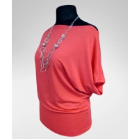 Bluzka Shade maxi kimono dekolt łódka - brzoskwiniowa