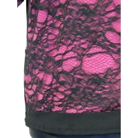 Bluzeczka z szydełkową koronką czarno/wrzosowa