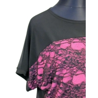 Bluzeczka z szydełkową koronką czarno/wrzosowa