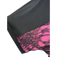 Bluzeczka z szydełkową koronką czarno/wrzosowa