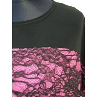 Bluzeczka z szydełkową koronką czarno/wrzosowa